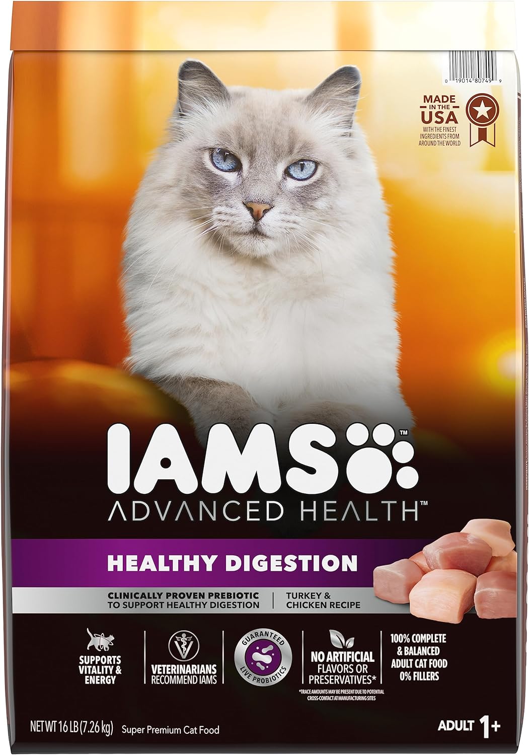 IAMS Advanced Health Healthy Digestion Turkey and Chicken Recipe Adult Dry Cat Food, 16 lb. Bag