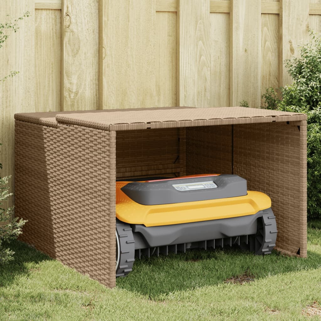 vidaXL Robot Mower Garage Storage Shelter Garden Outdoor Lawn Poly Rattan